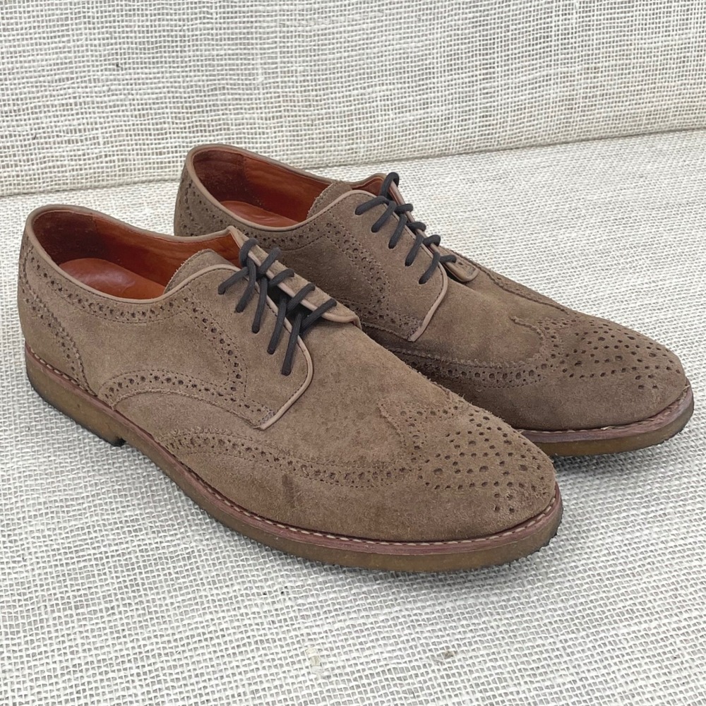 Peter Millar Mens Brown Suede Wingtip Brogue Derby Shoes MF14F06 Size 9.5 M